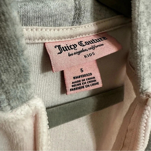 Juicy Couture Kids Pink Rhinestone Velour Zip Up Track Jacket - Size 5 - Picture 4 of 6